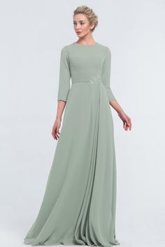 Modest Dusty Sage Beaded Bridesmaid Dresses with Sleeves Wedding Sponsor Gowns Modern, Beaded Bridesmaid Dresses, Light Green Bridesmaid Dresses, Formal Dress Maxi, Mendocino Wedding, Bridesmaid Dresses Modest, Royal Outfit, Lavender Colour, Pastel Bridesmaid Dresses