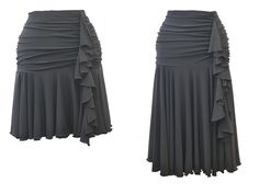 Magnificent flow Long Ballroom skirt or Short Latin skirt made in body friendly stretch jersey.  Elasticated waist. Length can be anything from very short to very long. This skirt can be made in any of 11 colours shown in the sampler as a special request. Conversion of UK dress sizes into US system and European system: UK size 6 = US size 2 = European size 34 UK size 8 = US size 4  = European size 36 UK size 10 = US size 6 = European size 38 UK size 12 = US size 8 = European size 40 UK size 14 = US size 10 = European size 42 UK size 16 = US size 12 = European size 44 UK size 18 = US size 14 = European size 46 Sizing chart:  www.dancesport.uk.com/wear/dsuk/sizing.htm If you require a special size not listed in the size selection box - please let me know and we can make it. Flowy Ruched Skirt In Elastane, Stretch Pleated Tiered Skirt Bottoms, Fitted Black Draped Skirt With Ruffles, Black Draped Ruched Bottoms, Fitted Ruched Draped Bottoms, Fitted Ruched Maxi Skirt, Stretch Ruched Skirt In Elastane, Stretch Ruched Skirt Made Of Elastane, Black Ruched Skirt Made Of Elastane