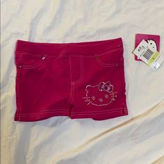 Nwt Hello Kitty Elastic Pink Shorts Size 4. With Shiny Stud Design. Easy Pullon To Wear. Very Comfortable And Soft Material Cute Stretch Shorts For Playwear, Pink Hello Kitty Print Bottoms For Spring, Playful Pink Hello Kitty Bottoms, Hello Kitty Bike, Cotton Bedtime Bottoms With Hello Kitty Print, Casual Pink Hello Kitty T-shirt, Hello Kitty Print Pink Cotton Sleepwear, Hello Kitty Y2k, Hello Kitty Baby