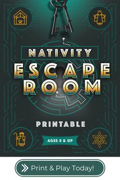 an escape room poster with the words, nativity escape room printable