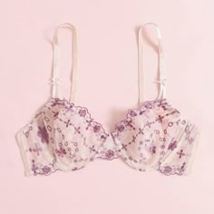 2 Luvlette Unlined Floral Bras! One Is Blue And The Other Is Gold. Really Beautiful With Such Cool Embroidery, Just Ended Up Being Slightly Too Small For Me. I Love This Brand- If They're Your Size, I Can Pretty Much Guarantee You'll Love Them. (34b, But Could Probably Work For A 36b Too) Underwire Bra Partially Lined For Spring, Summer Lace Bra With Padded Cups, Partially Lined Underwire Bra For Spring, Spring Underwire Partially Lined Bra, Sheer Pink Bra For Spring, Pink Sheer Bra For Spring, Spring Sheer Pink Bra, Elegant Purple Bra For Spring, Spring Purple Lace Bra