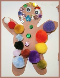 a craft made to look like a ginger with lots of buttons and beads on it