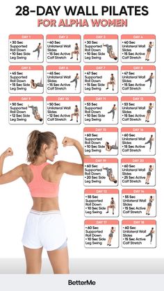 the 25 - day wall plate workout plan for women is shown in this advert