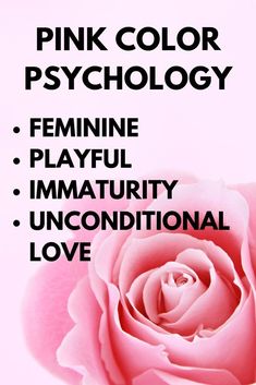 a pink rose with the words pink color psychology