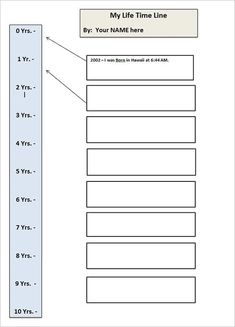 an image of a worksheet with the words my life time line on it