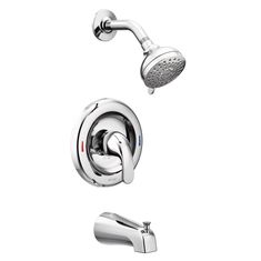 the delta shower faucet is shown in chrome