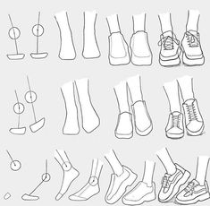 a drawing of different types of shoes and footwear for people to wear on their feet