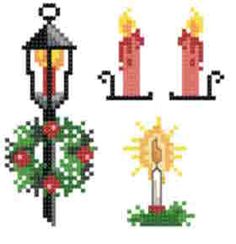 cross stitch christmas lights and wreaths