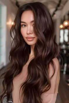 40 Chocolate Brown Hair Color Ideas for a Rich and Luxurious Look Rich Milk Chocolate Brown Hair, Choco Brown Hair Color, Rich Brunette Hair Color Chocolate, Chocolate Brown Hair With Balayage, Chocolate Mocha Hair, Brown Chocolate Hair Color, Warm Tone Brown Hair, All Over Brown Hair Color