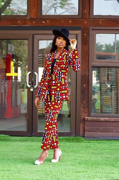 Here's a stylish African suit set made of 💯 African wax, suitable for work, meetings, weddings, birthdays and lots more events. There's zipper at the side of the pants and two side pockets. *Please include Your height to aid Us in predicting the suitable length for the pants 👖* LAUNDRY GUIDE -wash with a mild soap -do not bleach -do not machine wash Customisations are welcome to all outfits... Feel free to start an Etsy conversation for further enquiry...kind regards Traditional Printed Sets For Formal Occasions, Traditional Printed Formal Sets, Elegant Multicolor Sets For Workwear, African Pants Suit, Ankara Two Piece, Ankara Suit, Ankara Pants, African Tops For Women, African Pants