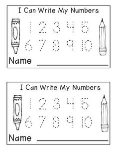 two worksheets with numbers and pencils for children to practice their writing skills