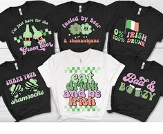 "Looking for the perfect gift for your loved ones this St Patricks Day? Look no further than our matching retro Somebodys Bombass St Patricks Day shirts! Our funny groovy designs and sayings are a great way to show your fun side and celebrate St Patrick's Day, These shirts are sure to make them smile. So don't wait any longer - order your St Paddys shirt today! * HOW TO ORDER *  ✺ Please note this is not a set and each shirt will need to be ordered individually and listing is for top only ✺ Please, check and review all photos.  ✺ Choose your style, size and color. Size chart is in pictures.   ✺ Click add to cart. You can go back to add more product ✺ At personalization enter information required ( Please Double-check for accuracy, this will be copied exactly as written. ✺ Click \"Proceed t St Patty Group Shirts, Day Drinking Group Shirts, Groovy Cartoon, Friends Bachelorette, St Patricks Day Shirts, Funny St Patricks Day, Little Sister Gifts, Cartoon Designs, Friends Tee