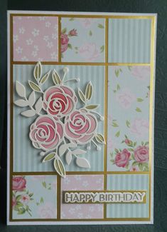 a birthday card with roses on it