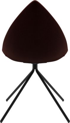 a brown chair with three black legs and a white back ground, it appears to be in the shape of a cone