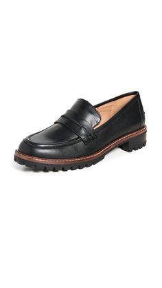 PRICES MAY VARY. Rubber sole Contrast welt stitching Heel: 1.5in / 35mm Stacked heel Round toe A timeless classic, these Madewell loafers feature a traditionally styled upper in rich brown leather, as well as a substantial lug sole. Jeans, trousers, and skirts will all work well with this pair. Madewell Loafers, Classic Girl, Black Loafers, Kids Luggage, Luxury Store, Lug Sole, Pharmacy Gifts, Stacked Heel, Slip Ons