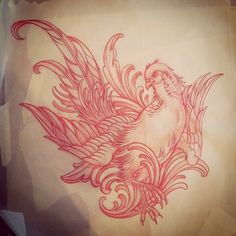 a drawing of a bird on top of a piece of paper