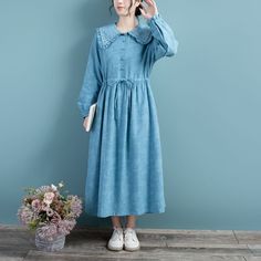 Details: Item Type: Dress Main Material: Cotton Linen Season: Spring, Autumn Style: Leisure, Daily Pattern Type: Embroidery Waist Type: Loose Fit Type: Loose fit/ Pullover Size: One Size Length: 118.00 cm/ 46.46 " Bust: 106.00 cm/ 41.73 " Shoulder: 41.00 cm/ 16.14 " Sleeve: 60.00 cm/ 23.62 " Autumn Style, Embroidery Dress, Color Rosa, Dress First, Ladies Day, Suits You, Cotton Linen, Wedding Accessories, Pink Purple