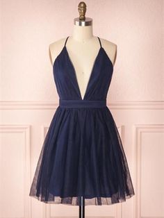 A Line V Neck Navy Blue Short Prom Dresses, Navy Blue Homecoming Dress – Shiny Party Blue Short Dresses, Navy Blue Homecoming Dresses, Navy Blue Homecoming Dress, Navy Blue Short Dress, Marine Dress, Dresses Navy Blue, Tulle Cocktail Dress, Hale Navy, Navy Blue Prom Dresses