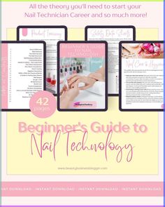 Are you looking for a nail technology guide that has ALL the theory you need packaged into one resource? Are you wanting to get a head start in the industry and eager to learn more? Then STOP!! you found it!   Welcome to the Beginner's Guide to Nail Technology: The Training Manual - your ultimate companion on your journey to becoming a highly skilled and knowledgeable nail technician! Our meticulously designed training manual is tailored to guide aspiring nail technicians (or educators) through the essential theory behind a successful career in the nail industry. Whether you're dreaming of a career in nails, envisioning yourself as a savvy salon owner, or simply ready to elevate your nail game, this guide is your roadmap to success. 📚 What sets our training manual apart? Unlike other manu Beginner Nail Tech Supplies, Beginner Nail Tech, Salon Owner, Nail Business, Business Basics, Successful Career, Nail Services, Nail Technician