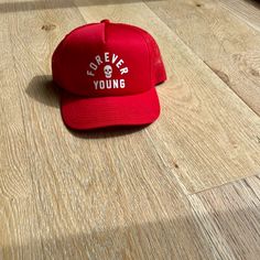 Mesh Back Red Trucker Had Brand New Casual Red Trucker Hat With Letter Print, Trendy Red Trucker Hat With Flat Brim, Red Trucker Hat, Forever Young, Trucker Hat, Accessories Hats, Mens Accessories, Man Shop, Mesh