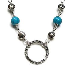 "Aqua Burst is an eye-catching EYEGLASS NECKLACE to solve the problem \"Now where did I leave my glasses?\"  Designed with tarnish-resistant Grade 304 stainless steel chain, aqua beads, decorative silvertone beads, and a 25mm double-sided silvertone loop. For added strength, four jump rings are added to where the chain joins the loop.  DETAILS: * An eyeglass chain with aqua beads (12mm), decorative silvertone beads (10 mm), and a double-sided decorative loop (25mm inner diameter). * Tarnish-resistant Stainless Steel chain with links that enables you to shorten the speclace as needed. Completed with a lobster clasp for ease of use.  * A personal and thoughtful gift for friends or relatives who wear glasses. Pack a Speclace when travelling. Holidays are notorious for glasses getting lost or Spectacle Holder, Beaded Glasses Chain, Beaded Glasses, Eyeglass Necklace, Aqua Eyes, Lanyard Necklace, Aqua Beads, Deal Kent, Kim Deal