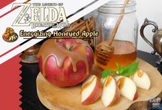 some apples and honey on a cutting board