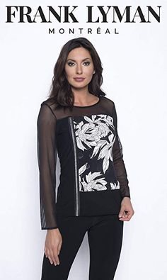 Black White & Silver Knit Top Style 193443 - Fall 2019. The woman wearing Frank Lyman designs is sure of herself, a little bit rebel and wants to be unique. She is charming and audacious. To accentuate her femininity, she wears dresses and whether she wears a tunic and leggings, she'll always be seductive and exciting. Authentic Frank Lyman Style - FALL 2019 COLLECTION / MADE & DESIGN IN CANADA COLOR: BLACK WHITE & SILVER Tunic And Leggings, Modest Top, Black And White Tops, Tops Fall, High Quality T Shirts, White Top, White Silver, Cute Tops, Casual T Shirts