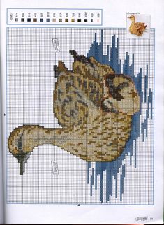 an owl cross stitch pattern is shown