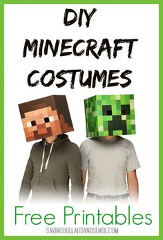 two people in minecraft costumes with the text free printables