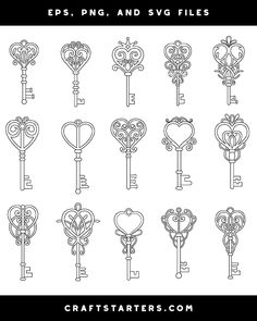 set of vintage keys with hearts and keyholes in the form of heart shapes