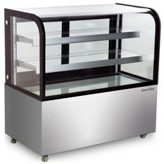 Marchia MB48 48 Refrigerated Bakery Display Case - TheChefStore.Com Glass Shelves In Bathroom, Bakery Goods, Bakery Display Case, Glass Wall Shelves, Bakery Display, Casters Wheels, Curved Glass, Adjustable Shelf, Restaurant Supplies