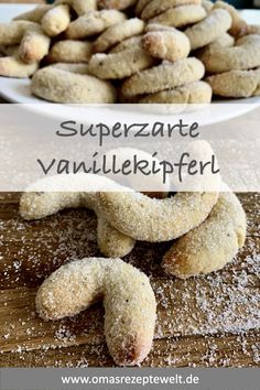 some cookies are sitting on a table with the words superzzate vanillerfel