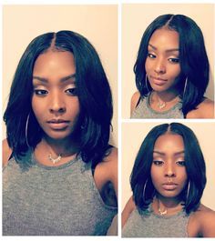 Sew In Bob Hairstyles, Trendy We Fryzurach, Cabello Afro Natural, Middle Part, Human Hair Lace Wigs