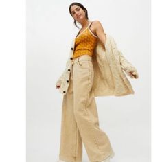 Nwt Urban Outfitters Wide Leg Pant. Size 27 Brown Jeans Urban Outfitters, Wide Leg Pants Jeans, Urban Outfitters Jeans, Quarter Zip Jacket, Boho Pants, Wide Jeans, Mini Slip Dress, Wide Leg Pant, Sleeveless Sweater