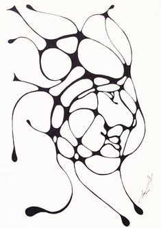 a black and white drawing of an abstract design