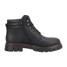 Rieker 32200-00 Men's Lace-Up Boots, Black Rieker 32200-00 Men's Lace-Up Boots, Black Upgrade your style with these Rieker 32200-00 Men's Lace-Up Boots in classic black. Designed for lasting comfort and durability, these boots are perfect for the autumn/winter season. The wide (H) width ensures a comfortable fit for all-day wear. Crafted with a sporty sole, these boots combine style with functionality.   Main Features:    Classic black color  Wide (H) width for a comfortable fit  Sporty sole for added durability  Perfect for autumn/winter season    Material & Care:    Sole: Synthetic  Care Instructions: Remove dust and dirt with a soft shoe brush or a lint-free, slightly damp cloth Insulated Plain Toe Winter Boots, Black Leather Insulated Lace-up Boots, Black Insulated Leather Lace-up Boots, Black Waterproof Moc Toe Boots For Winter, Black Moc Toe Waterproof Winter Boots, Business Waterproof Boots With Round Toe For Winter, Black Moc Toe Waterproof Boots For Winter, Business Waterproof Boots For Winter With Round Toe, Rugged Winter Work Boots