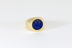 Round Stone Signet Lapis Lazuli Lapiz Lazuli Jewelry, Daylight Ring, Summer Rings, Lapis Lazuli Ring, Rose Quartz Ring, Handmade Jewelry Gift, Unique Bracelets, Handmade Rings, Men's Rings