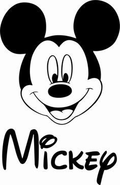 mickey mouse face with the word mickey on it's chest and head in black