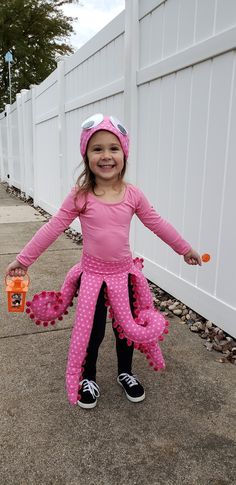 Octopus Halloween Costume for Girls with Bright Pink Girls Leotard Leotard Halloween Costume, Baby Ewok Costume, Kid Halloween Costumes, Ewok Costume, Boys Halloween Costumes Diy, Avocado Costume, Toddler Leotards, Kid Halloween