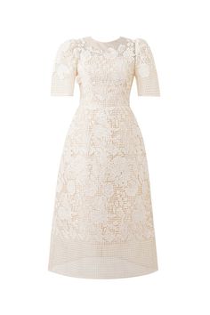 Isabella A-line Leg Of Mutton Sleeved Lace Midi Dress | MEAN BLVD Beige A-line Midi Dress For Wedding, Off White A-line Wedding Dress, Chic Beige A-line Lace Dress, Beige A-line Lace Dress, Cream A-line Midi Dress For Garden Party, Cream Lace Midi Dress For Evening, Cream Lace Midi Length Evening Dress, Cream Lace Evening Dress Midi Length, Fitted Beige A-line Lace Dress