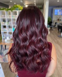 Long Red Wine Hair for Fall Merlot Hair Color