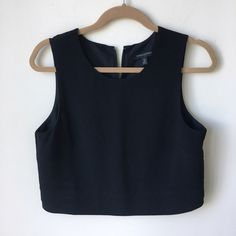 Nwot. Petite Size 10 Black Crop Top For Work, Black Sleeveless Crop Top For Work, Black Fitted Crop Top For Work, Fitted Black Crop Top For Workwear, Chic Black Crop Top For Work, Black Cropped Tops For Workwear, High Neck Tank Top, Top Banana, High Neck Tank