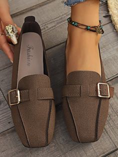 Buy Inexpensive Shallow Shoes at Zolucky online store, SPU: 2940SH722118, Color: CAMEO BROWN Yellow Brown Apricot, Style:Casual, Activity:Daily. Comfortable Loafers Women, Square Toe Flats, Loafers Women, Comfortable Loafers, Flat Heels, Loafer Shoes Women, Women Oxford Shoes, Coffee Brown, Women's Flats