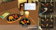 there are three pictures of food cooking on the grills and in front of them is a bottle of beer