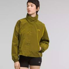 The North Face Women's M66 Utility Wind Jacket - Sulphur Moss Highlights Relaxed Fit Cropped Length Long Sleeves Fit & Design: Relaxed Fit Cropped Length Long Sleeves Attached, 3-Piece Hood Stows In Hook-And-Loop Closure Compartment In The Stand Collar Center-Front Snap Placket Adjustable Internal Drawcord At The Hem Dropped Shoulders Exposed-Zip Hand Pockets Encased Elastic Cuffs Embroidered Logo On The Left Chest Sustainability: Made With 25-49% Recycled Or Sustainable Materials Brand : The No Casual The North Face Windbreaker For Fall, The North Face Windbreaker For Fall Streetwear, The North Face Spring Windbreaker For Outdoor, The North Face Sporty Windbreaker For Fall, North Face Jacket Women's, Moss Color, North Face Rain Jacket, North Face Fleece Jacket, Nike Tennis Dress