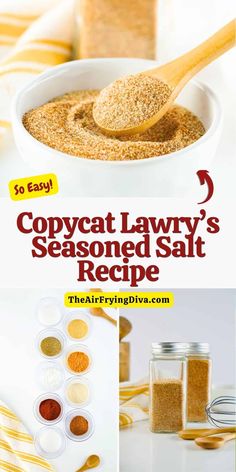 Copycat Lawry’s Seasoned Salt Recipe Lawrys Seasoned Salt, Homemade Lawrys Season Salt, Diy Lawrys Seasoning Salt, Diy Seasoned Salt, Season Salt Recipe, Lawry's Seasoned Salt Recipe, Lawrys Seasoning Salt Recipe, Seasoned Salt Recipe, Homemade Seasoned Salt