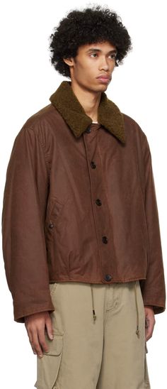 OUR LEGACY: Brown Grizzly Jacket | SSENSE Brown Cotton Outerwear With Padded Collar, Waxed Canvas Jacket, Canvas Jacket, Our Legacy, Waxed Canvas, Water Repellent, Clothing Accessories, Perfect Clothing, For Men