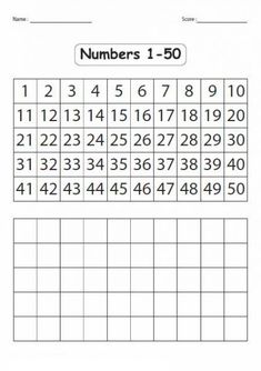 the numbers 1 - 50 worksheet is shown in this printable activity sheet