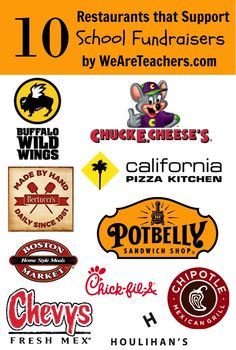 the top ten restaurants that support school fundraisers by we areteachers com logo