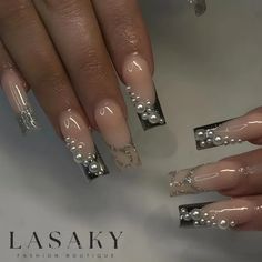 Lasaky - Pearl Nail Paste - Exquisite Daily Patchwork Design Nagel Tips, Coffin Press On Nails, French Tip Acrylic Nails, Nails Set, Style Français, Y2k Nails, Pearl Nails, Nail Supplies, Nail Forms